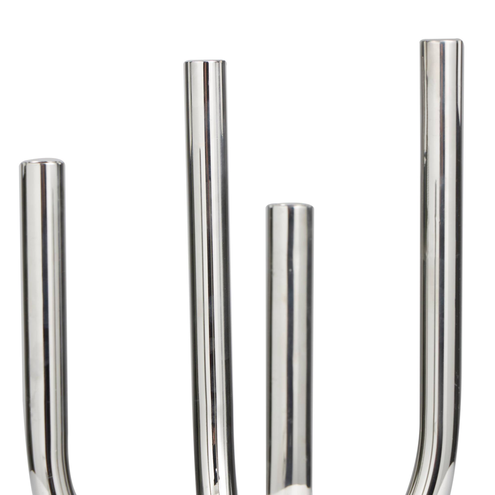 15" Silver Stainless Steel Abstract U-Shaped Candelabra